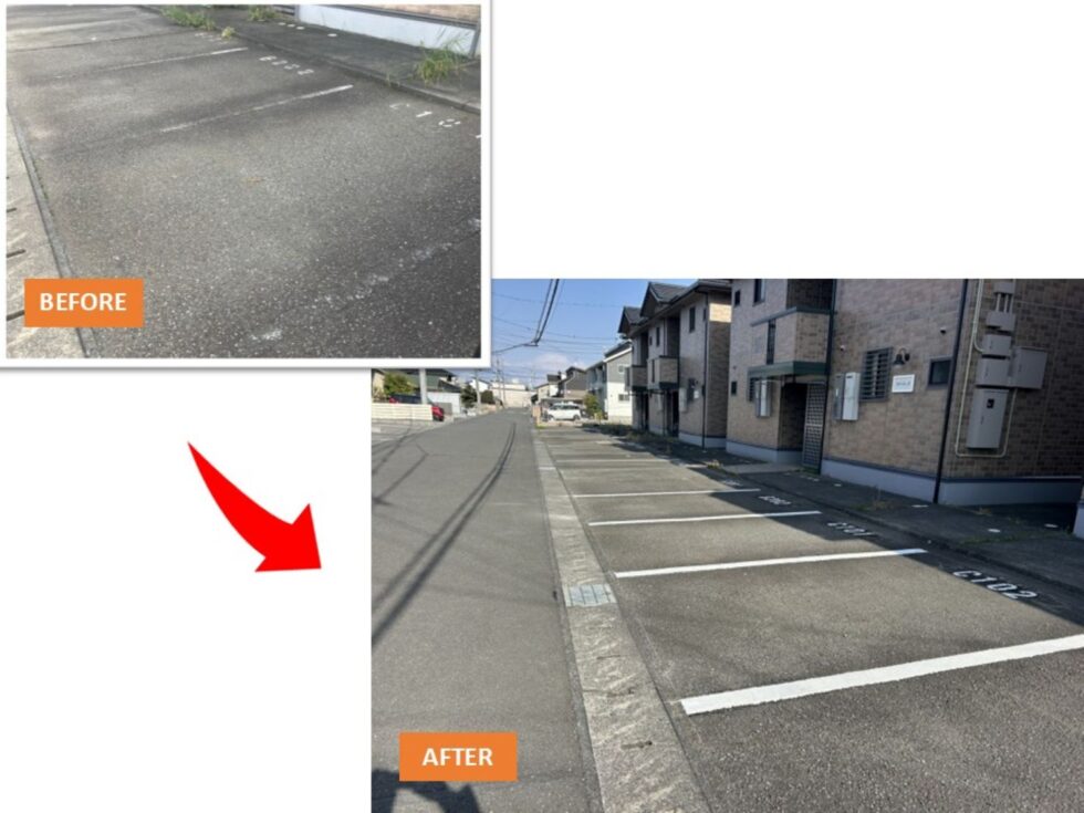 焼津市石津|リモージュB棟C棟様|外壁塗装工事・駐車場ライン工事|駐車場ライン工事